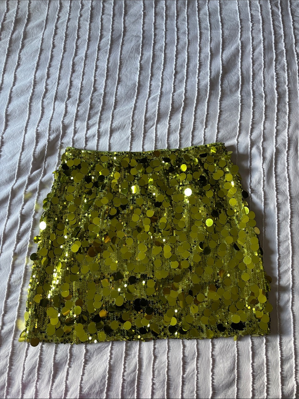 Sequined Mini Skirt in Lime Green